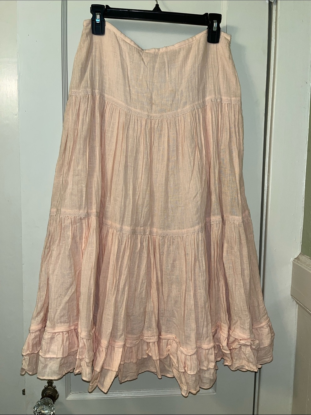 Ralph Lauren Pale Pink Tiered Ruffle Hem Maxi Skirt